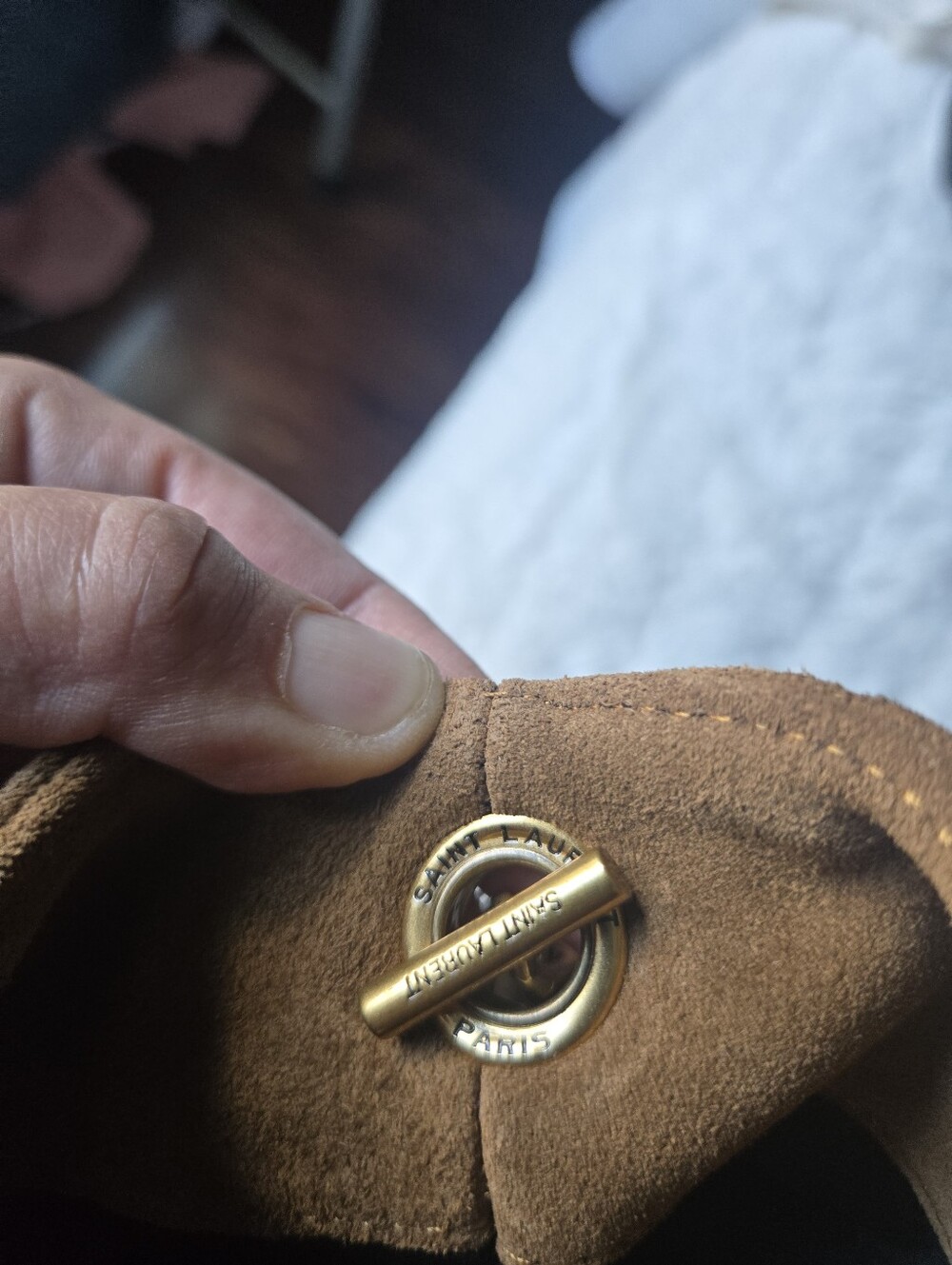 Saint Laurent Quilted Suede Tote Bag in Brown - Picture 11 of 13